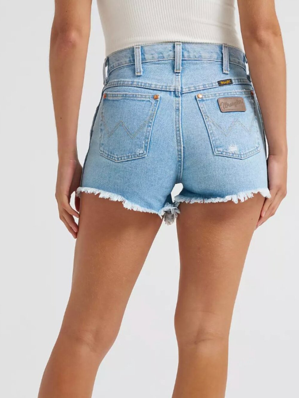 Wrangler Light Wash Distressed Denim Cutoff Shorts